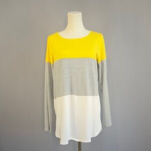 Chic Yellow and White Striped Long Sleeve Top Perfect For Layering